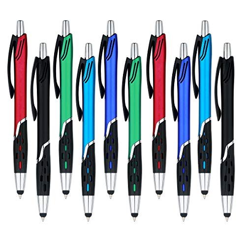 Stylus Pens - 2 in 1 Touch Screen & Writing Pen, Sensitive Stylus Tip - for Your iPad, iPhone, Kindle, Nook, Samsung Galaxy & More - Assorted Colors, 10 Pack