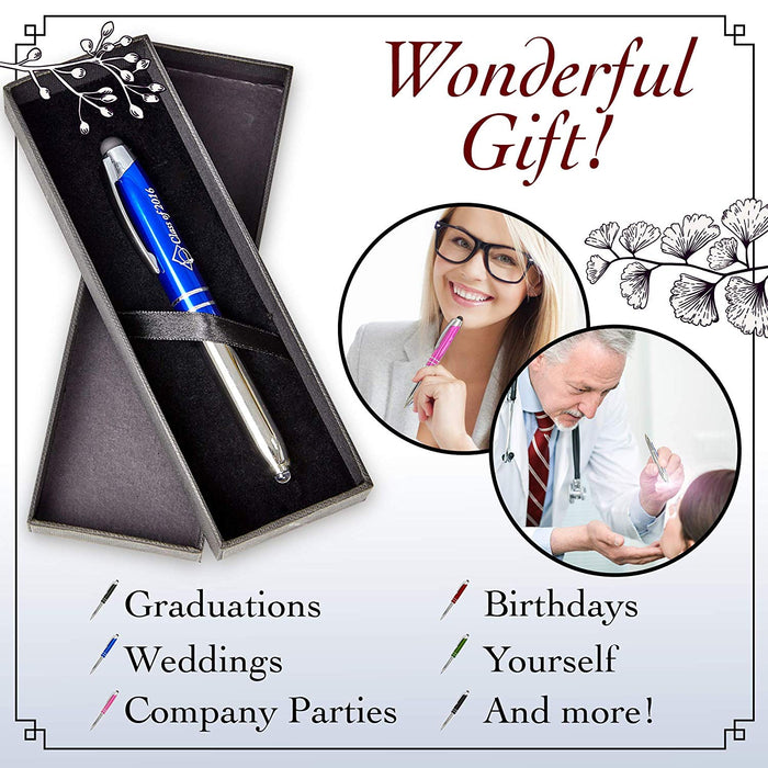 Custom Pen Stylus - Personalize and Customize Gifts and Branding with Free Laser Engraving - Multifunction Ballpoint Pen, Flashlight and Stylus for Tablets and Touchscreens – by SyPen