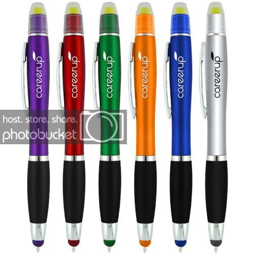 Stylus Ballpoint Pen With  Highlighter Tips Pack of 6