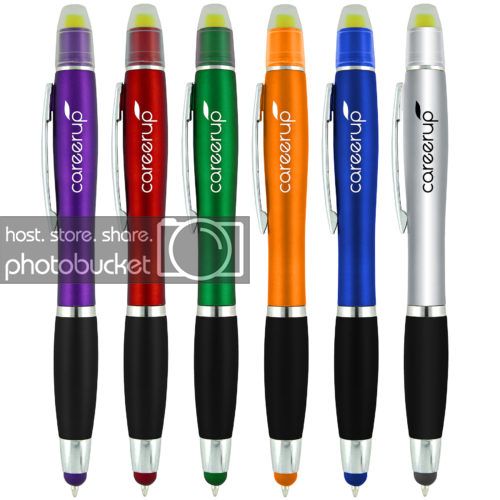 Stylus Ballpoint Pen With Highlighter Tips Pack of 6
