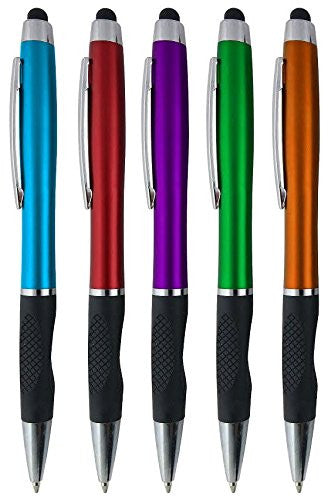 SyPen 2-1Twist Action Stylish Metallic Capacitive Stylus with comfort grip Ball point Black Ink Pen for Touchscreen Devices, Iphone, Ipad, Android Tablets