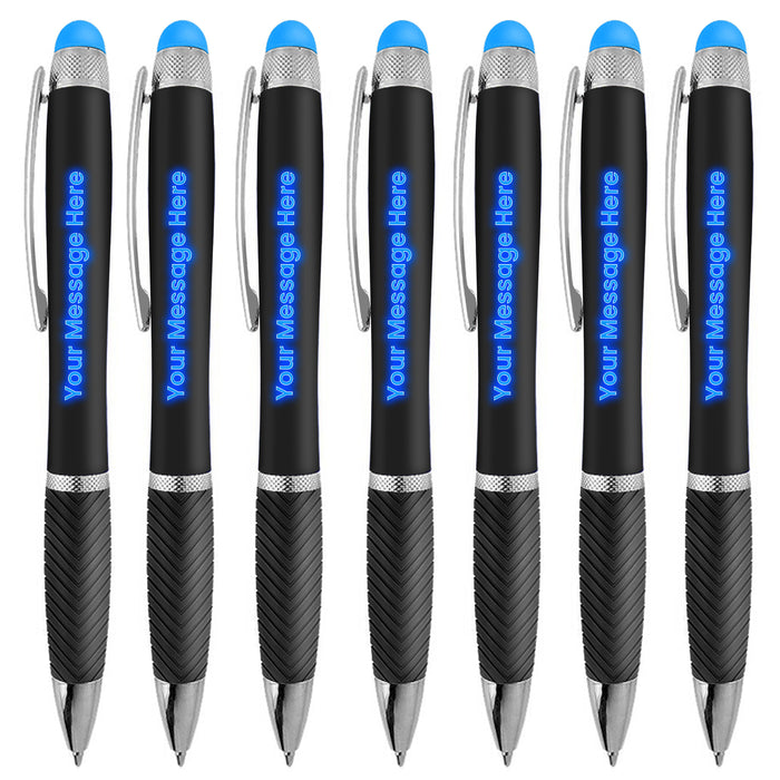 Personalized Pens-80 Pack Bulk-Free Laser Engraving - 3 In Ballpoint Pen, Stylus and Light Up Personalized Area - Custom Name, Logo or Gift Message, Assorted - By Sypen…