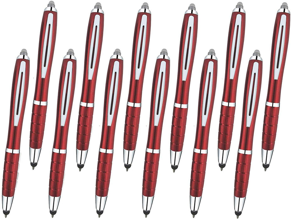 3-1 Twist Action Multi-Function, Ball point Black Ink Pen, Capacitive Stylus for Touchscreen Devices, LED Flashlight, Medical Pen Light,For Home,Work,Doctors, and Nurses By SyPen (Multi-Color 12-Pack)