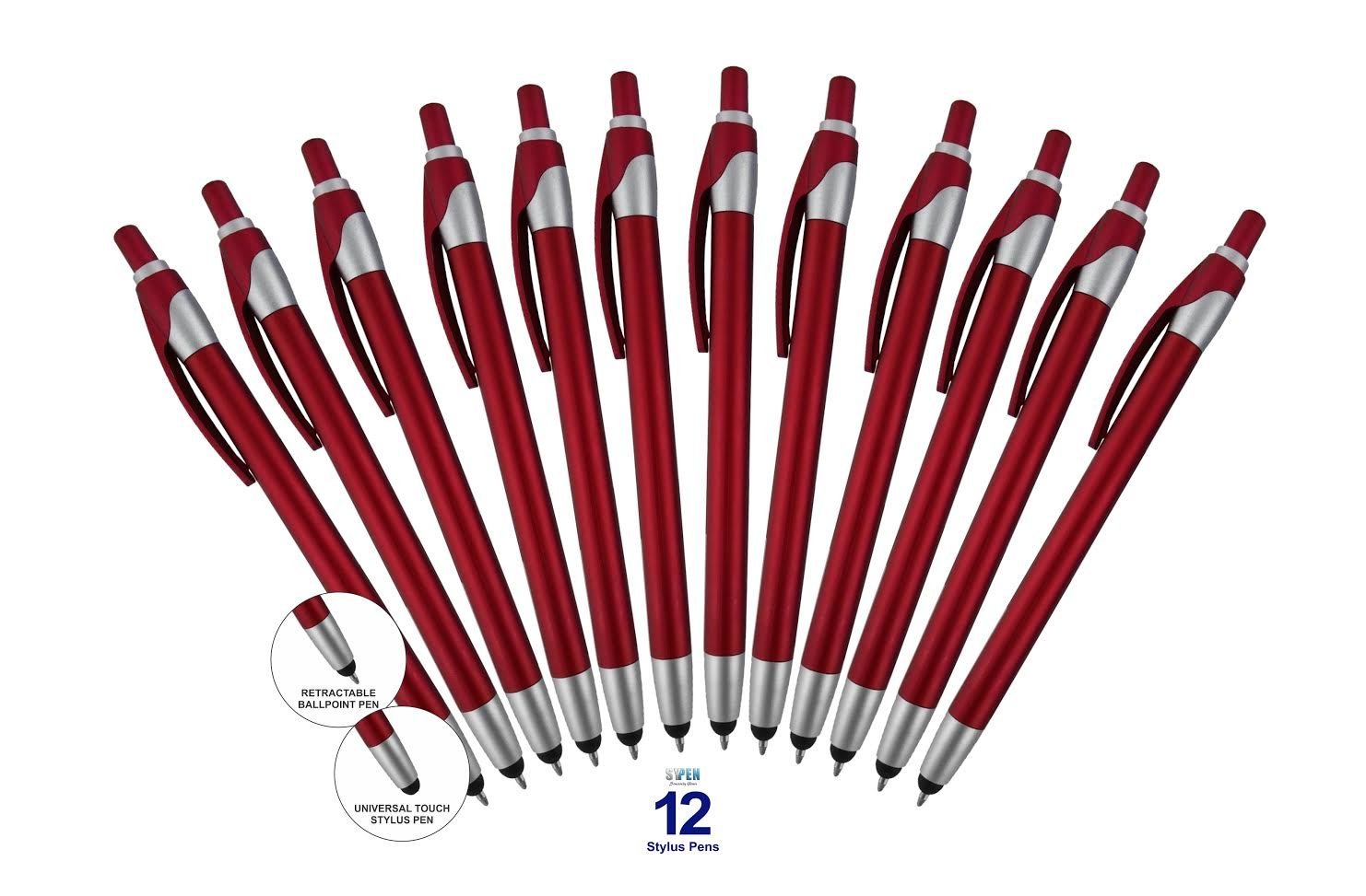 Stylus with Ballpoint Pens for iPad Mini, iPad 2/3, New iPad, iPhone 5 4S 4 3GS, iPod Touch, Motorola Xoom, Xyboard, Droid, Samsung Galaxy Asus, And All Touchscreen Devices. Choose amount of Pens and Color