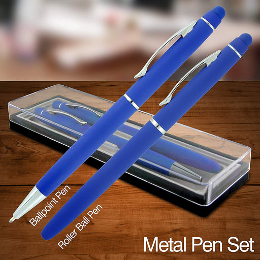 Soft Rubberized Roller & Ballpoint Pen with Stylus for Touchscreen Devices-Gift Box Set - Twist Action Metal Rollerball - Gift Box Included - by SyPen