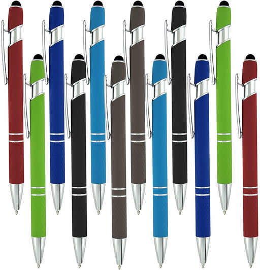 Stylus Pens -Capactive Styli pen with Soft Rubberized Grip- Sensitive rubber tip for Your Phone- compatible with most touch screen Devices-Assorted Colors-pen and stylus combo, 12 Pack