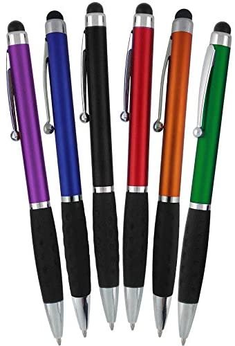 Stylus Pens -2 in1 Capactive Touch Screen with Ballpoint Writing Pen Sensitive Stylus Tip For Your iPad iPhone Samsung Galaxy & All Smart Devices -Metallic Barrel - Assorted Colors Comfy Grips,6 Pack