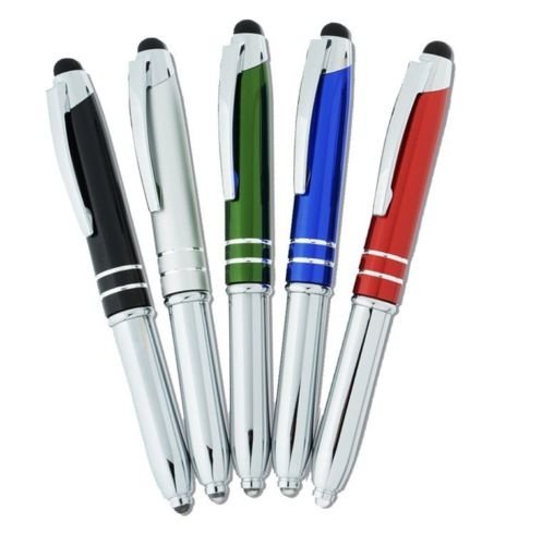 Tri-Function Capacitive Stylus Styli Flashlight Ballpoint Pen for Touchscreen, iPhone, Tablets (Blue)