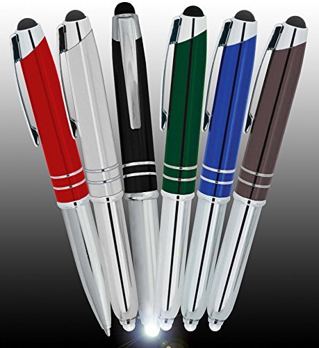 Tri-Function Capacitive Stylus Styli Flashlight Ballpoint Pen for Touchscreen, iPhone, Tablets (Blue)