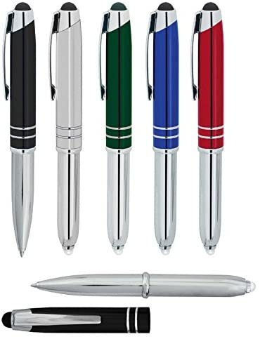Tri-Function Capacitive Stylus Styli Flashlight Ballpoint Pen for Touchscreen, iPhone, Tablets (Blue)