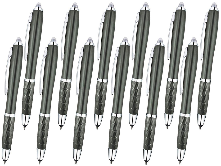 3-1 Twist Action Multi-Function, Ball point Black Ink Pen, Capacitive Stylus for Touchscreen Devices, LED Flashlight, Medical Pen Light,For Home,Work,Doctors, and Nurses By SyPen (Multi-Color 12-Pack)