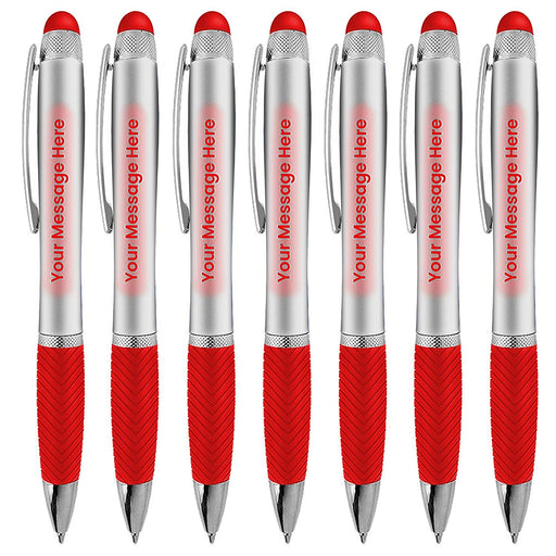 Customized Pens Bulk Free Laser Engraving - 3 In Ballpoint Pen, Stylus and Light Up Personalized Area - Custom Name, Logo or Gift Message - 100 Pack Black with White Light - By Sypen