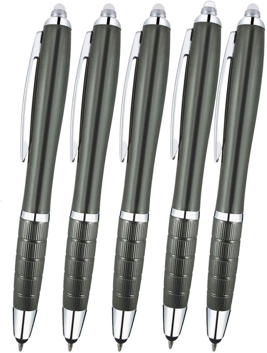3-1 Twist Action Multi-Function, Ball point Black Ink Pen, Capacitive Stylus for Touchscreen Devices, LED Flashlight, Medical Pen Light,For Home,Work,Doctors, and Nurses By SyPen (Multi-Color 12-Pack)