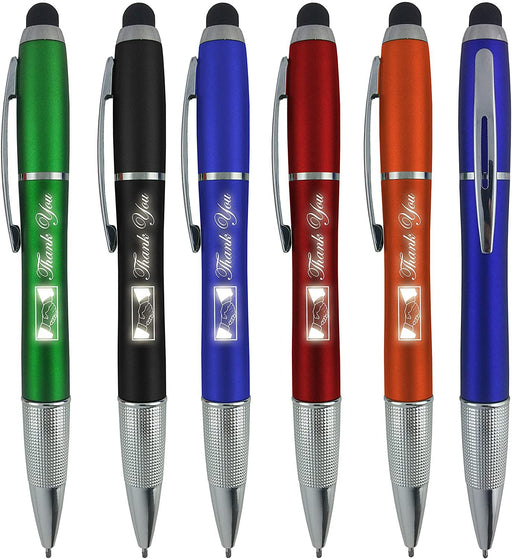 "Thank You" Gift Pen for Your Boss Coworker Wife Husband Dad Mom Doctor, 3 in1 Stylus+Metal Ballpoint Pen+LED Flashlight-Compatible With Most Phones and Touch Screen Devices, Multicolor 10 Pack