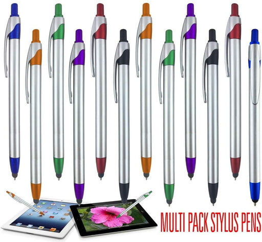 Stylus for Touch Screens Pen with Ball Point Pen,for Universal Touch Screen Devices, for Phones, Ipads,Tablets, iPhone, Samsung Galaxy etc. Assorted Colors (Silver 6 Pack)