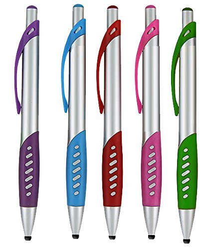 Stylus Pen, 2 in 1 Capacitive Stylus & Ballpoint Ink Pens Click Stylus Pens Comfort Grip for Universal Touchscreen Devices, Tablets,iPad, iPhone 6,6 Plus, iPod, Android, Samsung Galaxy(Silver 10 Pack Combo)