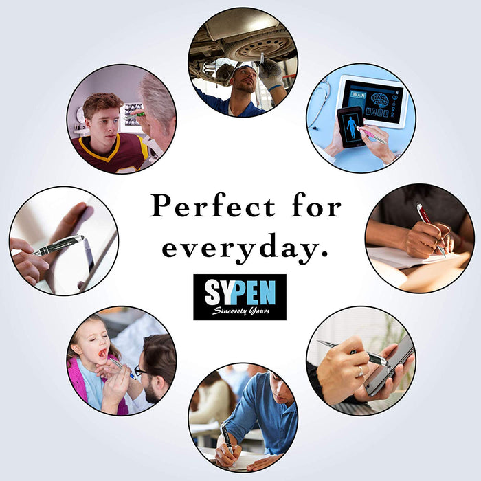 Custom Pen Stylus - Personalize and Customize Gifts and Branding with Free Laser Engraving - Multifunction Ballpoint Pen, Flashlight and Stylus for Tablets and Touchscreens – by SyPen