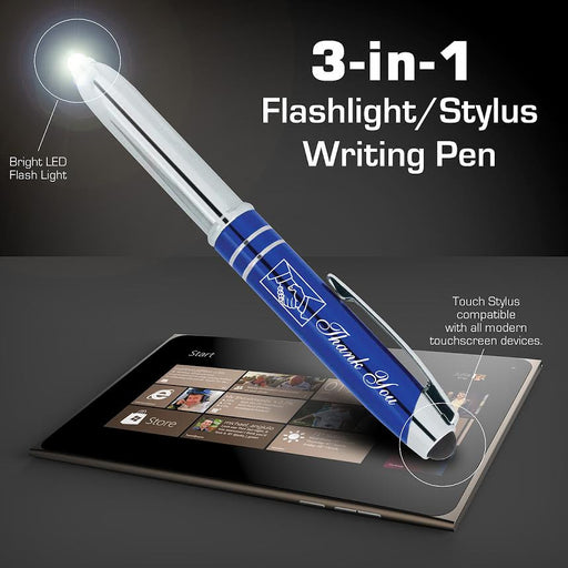 SyPen Stylus Pen for Touchscreen Devices, Tablets, iPads, iPhones, Multi-Function Capacitive Pen With LED Flashlight, Ballpoint Black Ink Pen, 3-In-1 Metal Pen, Multi Colors