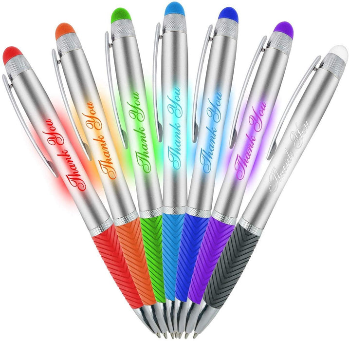 Thank You Gift Pen for Your Boss Coworker Wife Husband Dad Mom Doctor, 3 in1 Stylus+ Ballpoint Pen+LED Light Up Light-Compatible with Most Phones and Touch Screen Devices, Multicolor 14 Pack