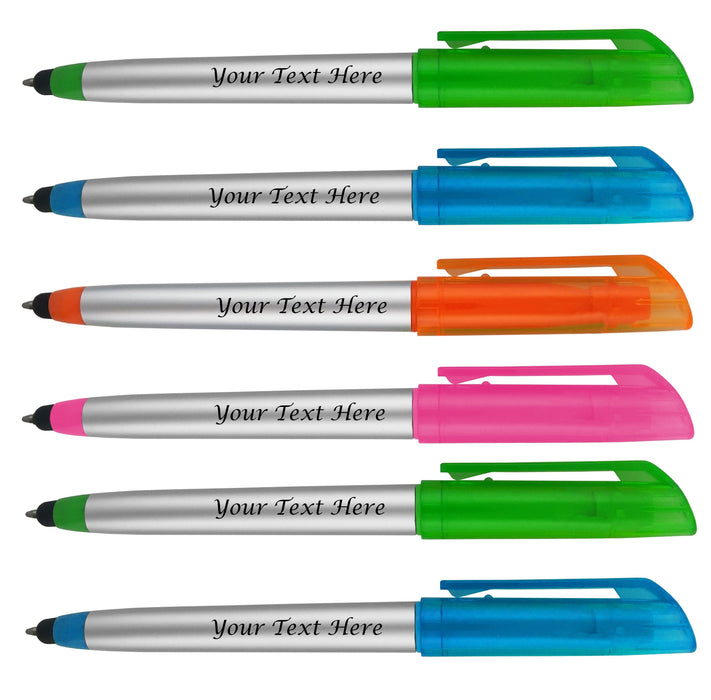 Personalized Pens with Highlighter and Stylus -175 Pack Bulk-Free Imprint - 3 In Highlighter, Ballpoint Pen, and Stylus Combo- add Custom Business Name, Logo or Gift Message-
