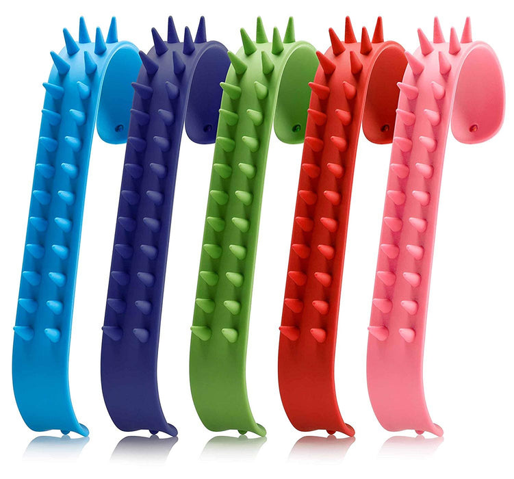 Sensory Fidget Toy Spike Bracelets - 5 Pack - Soft Silicone Spiky Stress Relief Snap Bands in Five Assorted Colors - by SyPen