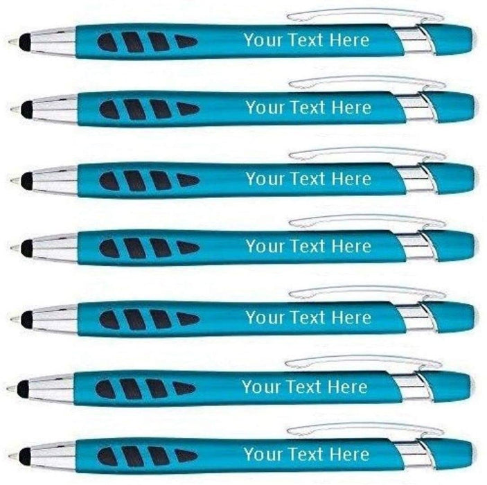 Personalized With your Custom Logo or Text Pens-150 Pack Bulk-for Businesses, Parties, and Events, 2 in 1 Capacitive Stylus & Ballpoint Pen compatible with most touchscreen Devices, L'Blue