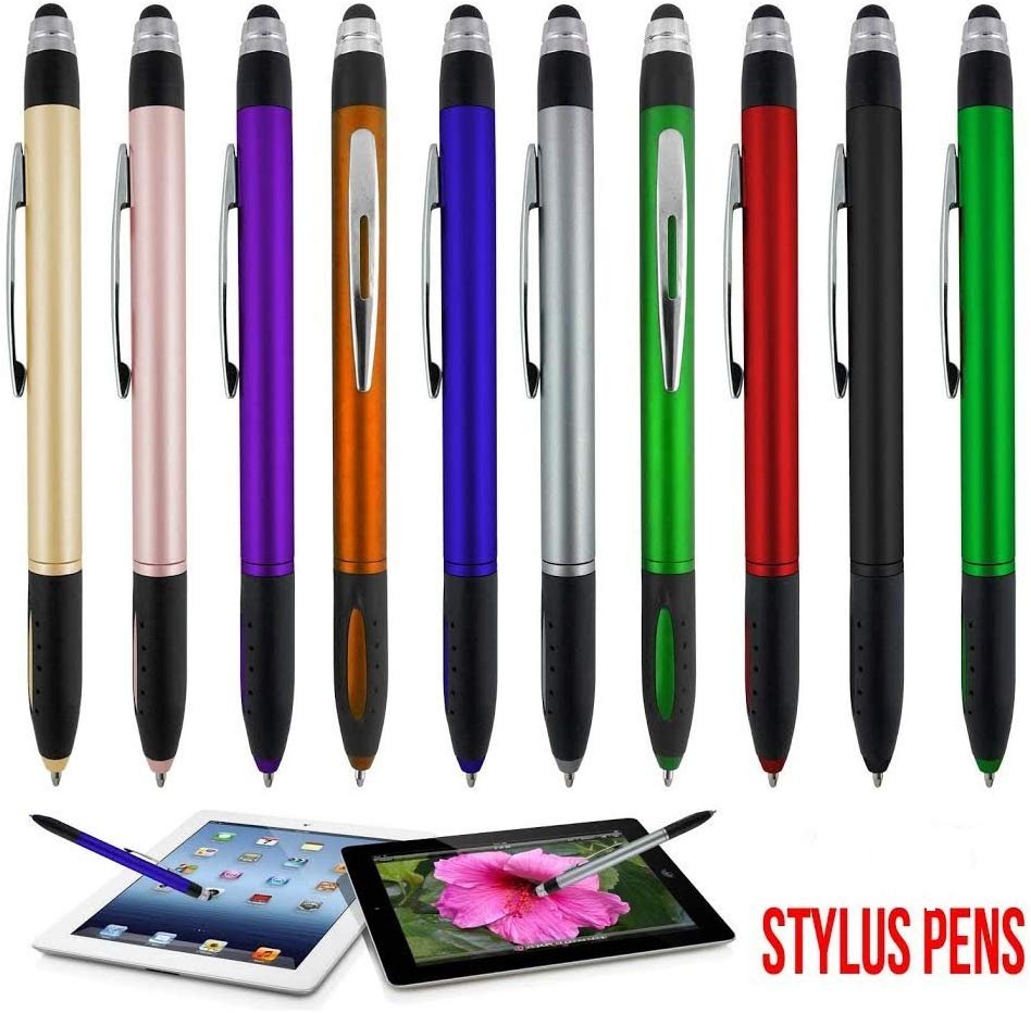 Stylus Pens - 2 in 1 Touch Screen & Writing Pen, Sensitive Stylus Tip - For Your iPad, iPhone, Nook, Samsung Galaxy & More - Assorted Colors, 10 pack -By SyPen