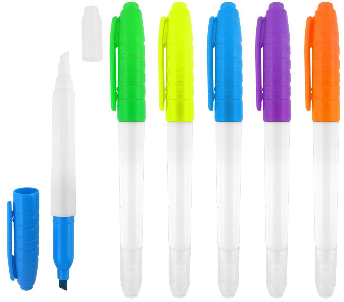 Erasable Highlighters With Chisel Tips, Comes in an array of bright colors, Pack of 5
