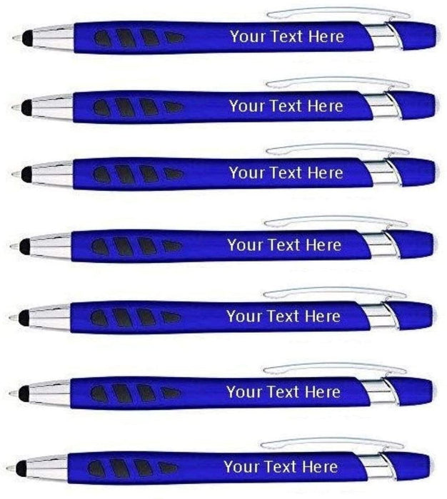 Personalized With your Custom Logo or Text Pens-150 Pack Bulk-for Businesses, Parties, and Events, 2 in 1 Capacitive Stylus & Ballpoint Pen compatible with most touchscreen Devices, L'Blue