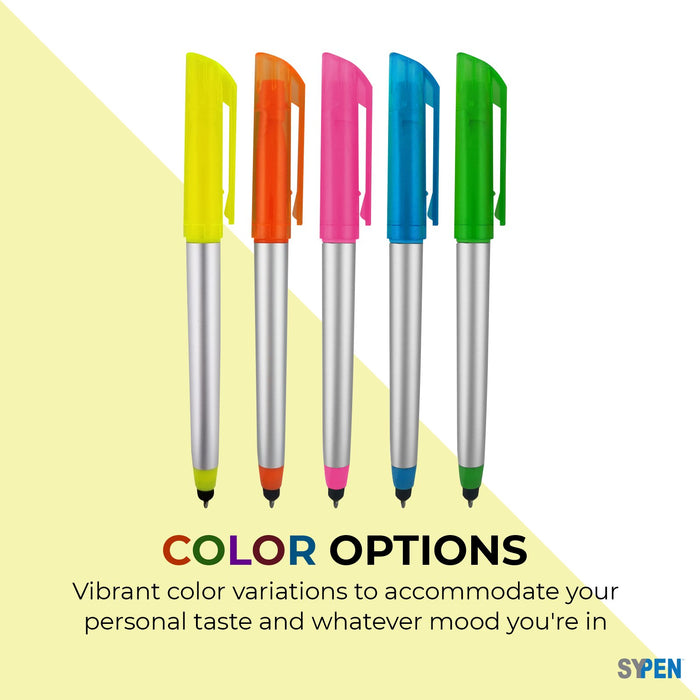 Personalized Pens with Highlighter and Stylus -175 Pack Bulk-Free Imprint - 3 In Highlighter, Ballpoint Pen, and Stylus Combo- add Custom Business Name, Logo or Gift Message-