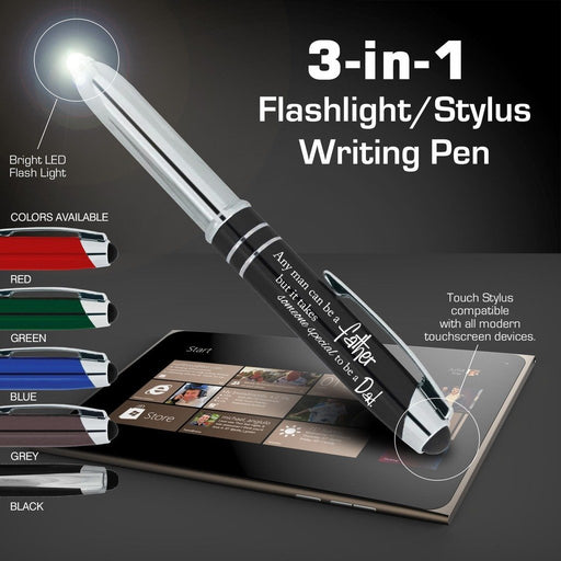 “Fathers day”Gift Pen for Your Father Grandfather Husband,Multi-Function Stylus+Metal Ballpoint Pen+LED Flashlight W/Gift Box, Compatible With Most Phones & Touch Screen Devices, By SyPen (F-3)