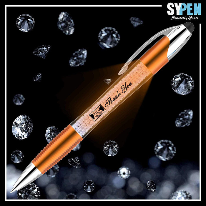 Free Personalization Stylus Pens Bulk-Pen Lights up a Thank You Message- 3 in 1 Stylus+ Ballpoint Pen Barrel Filled with Crystals-Compatible with Most Phones and Touch Screen Devices, 12 Pack