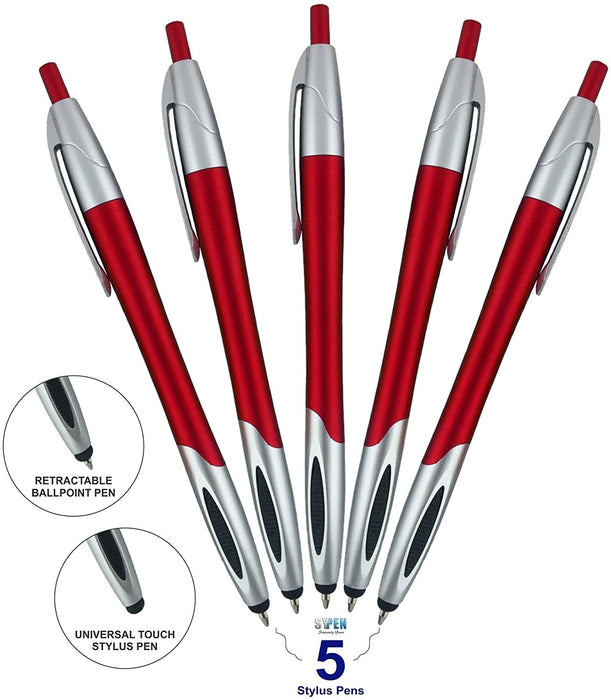 Stylus with Ball Point Pen Compatible with Motorola Xoom, Xyboard, Droid, Samsung Galaxy S IV / S4, Galaxy S III/S3 Compatible with Most Devices,(5 Pack) Blue