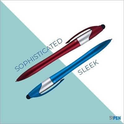 Personalized With Custom Logo or Text Pens-Pack of 400- for Marketing, Parties, and Events, Each Pen is a 3 Color Ink Ballpoint Pen (Black, Blue, Red) + Stylus for Touchscreen Devices, Red Pens