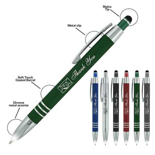 Thank you Gift Pen 3 in 1 Multi-Function Pen with Light for Pilots, Nurses, Doctors Etc .Lighted Tip Pen LED Night Writer Flashlight+Stylus for Touchscreen Devices+Ballpoint Pen, Multi-Color