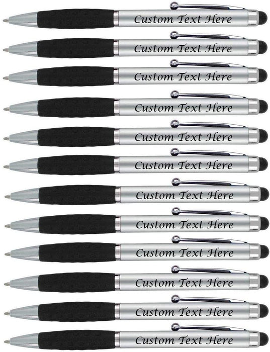 Personalized Pens With your Custom Logo or Text,for Businesses, Parties, and Events, 2 in 1 Ballpoint Pen & Capacitive Stylus Compatible with Touchscreen Devices, Choice of colors, 200 Pack