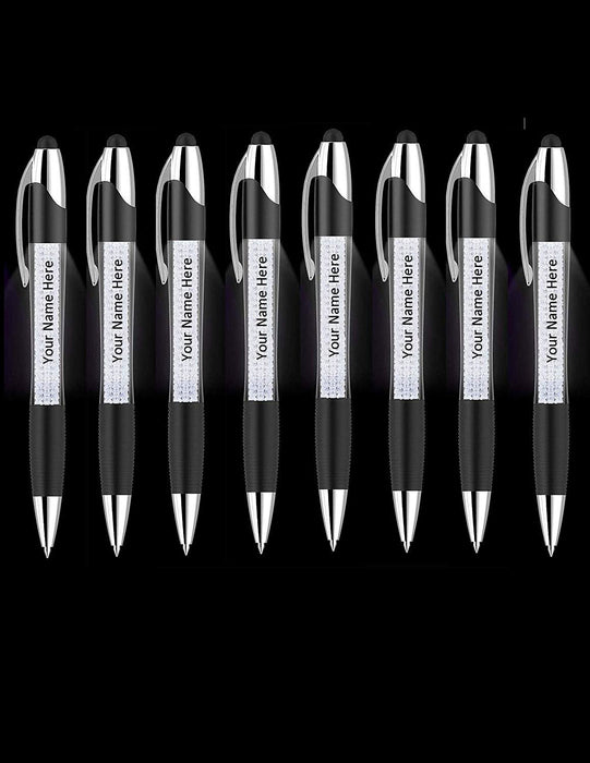 Free Personalization Stylus Pens Bulk-Pen Lights up a Thank You Message- 3 in 1 Stylus+ Ballpoint Pen Barrel Filled with Crystals-Compatible with Most Phones and Touch Screen Devices, 12 Pack