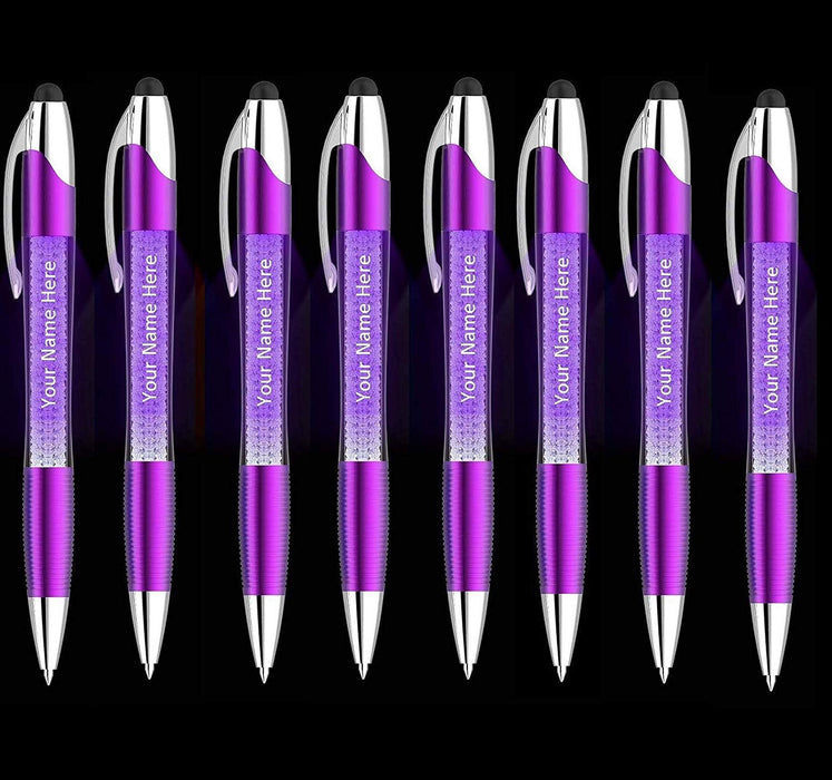 Free Personalization Stylus Pens Bulk-Pen Lights up a Thank You Message- 3 in 1 Stylus+ Ballpoint Pen Barrel Filled with Crystals-Compatible with Most Phones and Touch Screen Devices, 12 Pack