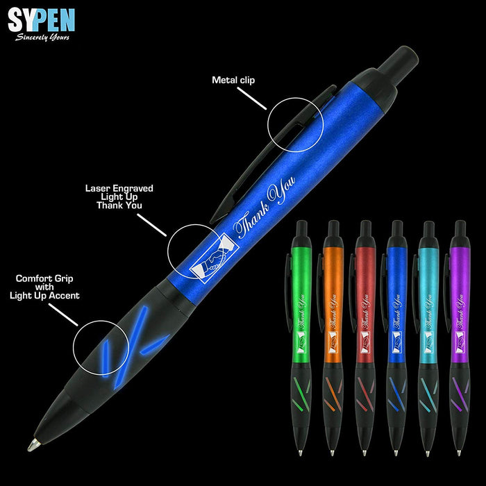 Thank You Gift Pen for Your Boss Coworker Wife Husband Dad Mom Doctor, 2 in1 Ballpoint Pen+LED Light up Flashlight, Multicolor 12 Pack