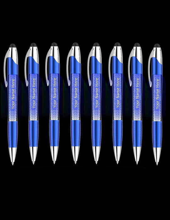 Free Personalization Stylus Pens Bulk-Pen Lights up a Thank You Message- 3 in 1 Stylus+ Ballpoint Pen Barrel Filled with Crystals-Compatible with Most Phones and Touch Screen Devices, 12 Pack