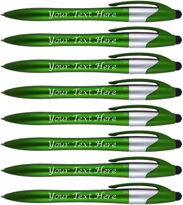 Personalized With Custom Logo or Text Pens-Pack of 400- for Marketing, Parties, and Events, Each Pen is a 3 Color Ink Ballpoint Pen (Black, Blue, Red) + Stylus for Touchscreen Devices, Red Pens