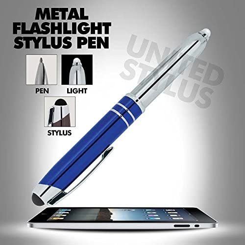 SyPen Stylus Pen for Touchscreen Devices, Tablets, iPads, iPhones, Multi-Function Capacitive Pen with LED Flashlight, Ballpoint Ink Pen, 3-in-1 Metal Pen, 6PK, Gunmetal