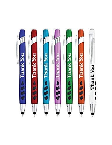 "Thank You" Greeting Gift Stylus Pens For TouchScreen Devices - 2 in 1 Multifunction Pen - Compatible With Tablets, iPads, iPhones 25 pack