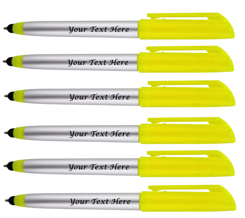 Personalized Pens with Highlighter and Stylus -175 Pack Bulk-Free Imprint - 3 In Highlighter, Ballpoint Pen, and Stylus Combo- add Custom Business Name, Logo or Gift Message-