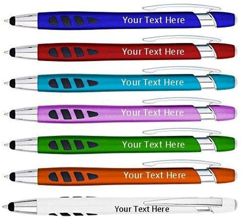 Personalized With your Custom Logo or Text Pens-150 Pack Bulk-for Businesses, Parties, and Events, 2 in 1 Capacitive Stylus & Ballpoint Pen compatible with most touchscreen Devices, L'Blue