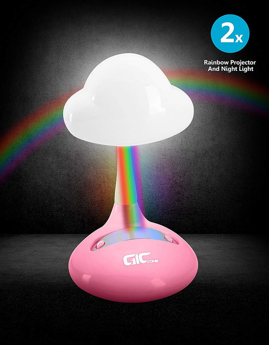 Rainbow Projector & Night Light - Multifunction Tabletop Multicolor LED Lamp for Kids Bedroom - Pink - by GicZone