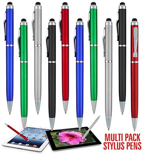 Stylus Pens - 2 in 1 Touch Screen & Writing Pen, Sensitive Stylus Tip - for  Your iPad, iPhone, Kindle, Nook, Samsung Galaxy & More - Assorted Colors