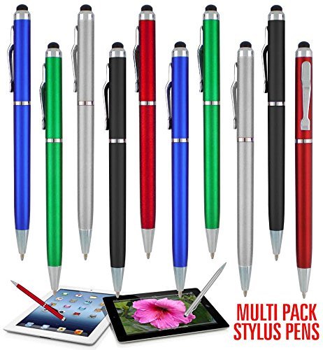 Stylus Pens - 2 in 1 Touch Screen & Writing Pen, Sensitive Stylus Tip - For Your iPad, iPhone, Nook, Samsung Galaxy & More - Assorted Colors, 5 pack