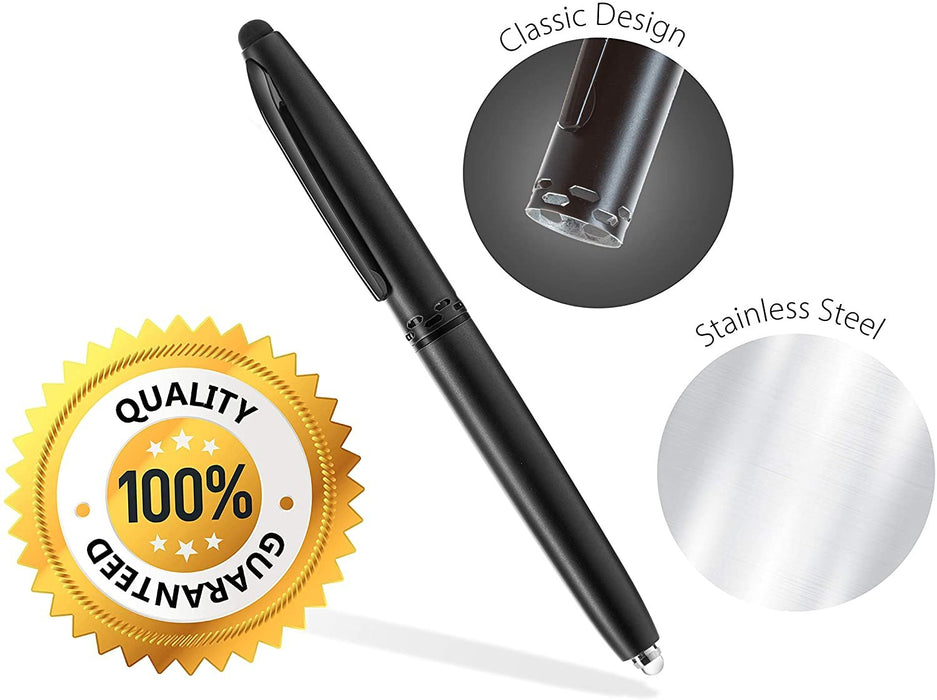 Stylus Pen- Capacitive Stylus, 3-in-1 Metal Pen, Multi-Function,Ballpoint Ink Pen,with LED Flashlight, for Touchscreen Devices, Tablets, iPads, iPhones, 5PK