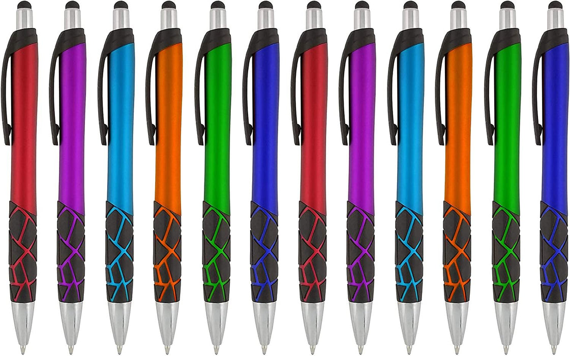 Stylus Pens -2 in1 Capactive Touch Screen with Ballpoint Writing Pen Sensitive Stylus Tip For Your iPad iPhone Samsung Galaxy & All Smart Devices -Metallic Barrel - Assorted Colors Comfy Grips,6 Pack